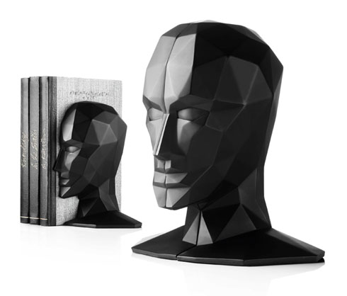 ポリゴン顔のブックエンド Knowledge In The Brain Bookends インテリアハック