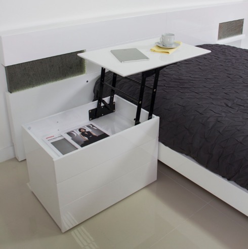 ベッドサイドテーブルに変身する収納【Lift-top Hidden Storage 2 