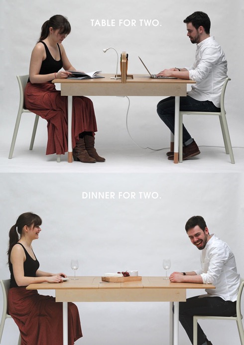 ふたりのオフィスデスクがダイニングテーブルに早変わり Table For Two インテリアハック